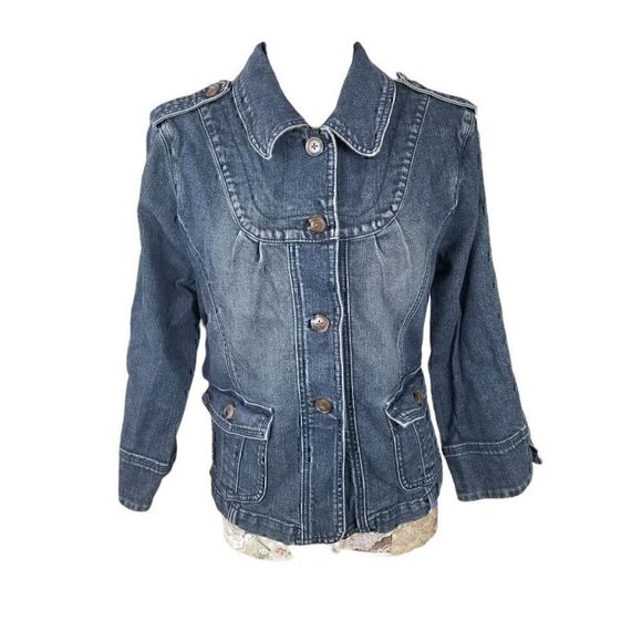 Denim Jacket Retro 3/4 Sleeve Blue Jean Jacket - Picture 1 of 12